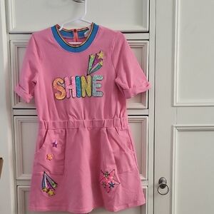 Baby Sara Pink Kids Dress with Colorful Shine Design - 6